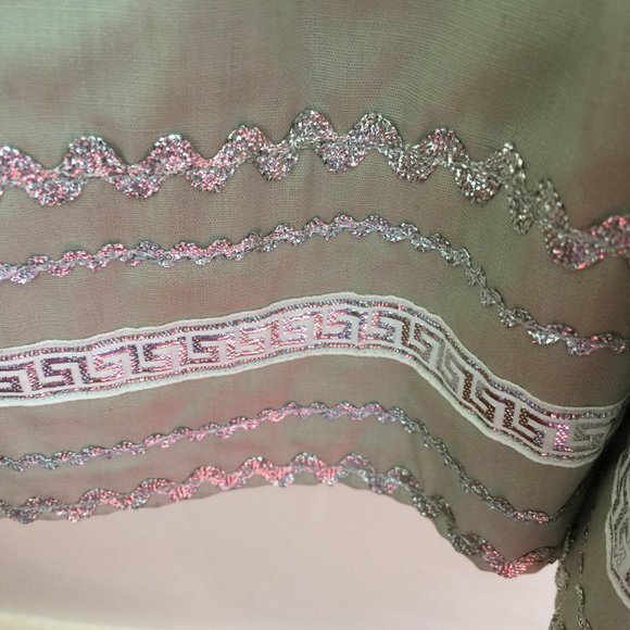 Vintage Handmade Sage Green Dress with Silver Trims Size XS - Picture 2 of 9